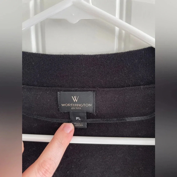 Worthington Black Lightweight 3/4 Sleeve Flyaway Cardigan Size Petite Large - Picture 3 of 6